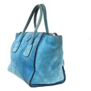 Prada Blue Suede Shoulder Bag Handbag Blue